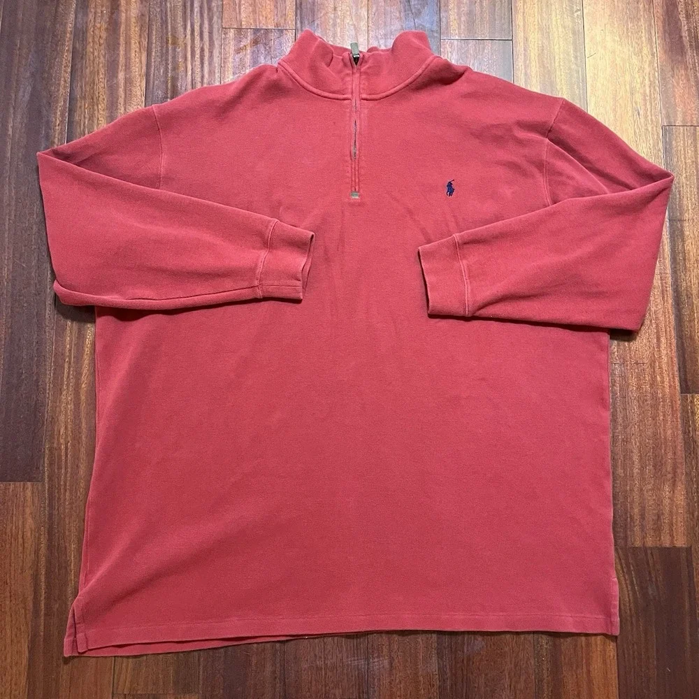 Polo Ralph Lauren 1/4 Zip Mens 4XLT Big Tall Red Sweater Pullover Mock Neck